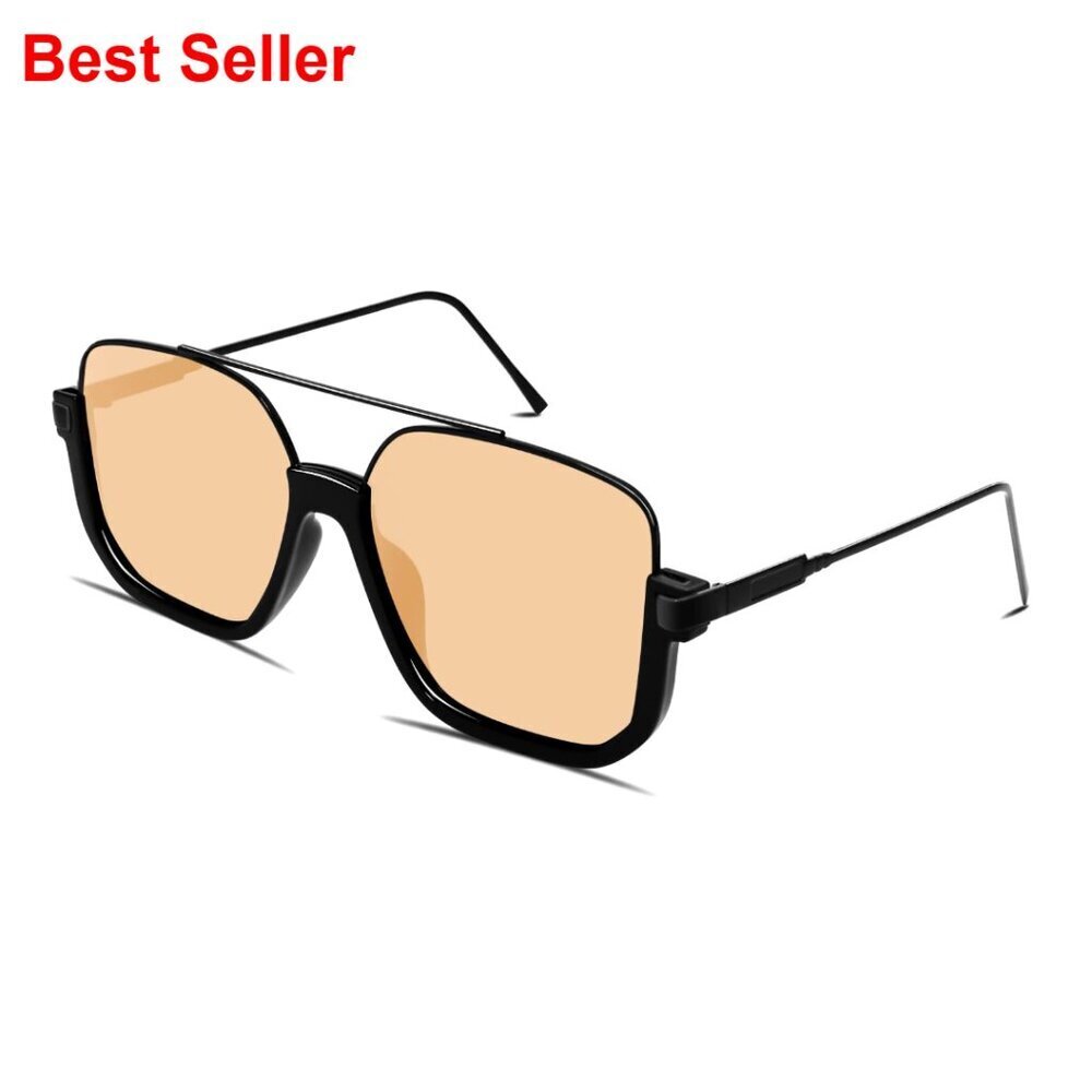 Retro Oversized Aviator Sunglasses Square Double Bridge Pilot Sun Glasses